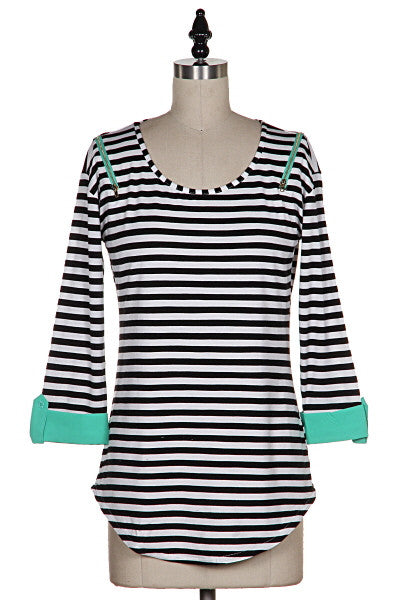 Beauty Editor Striped Top- Black/Yellow