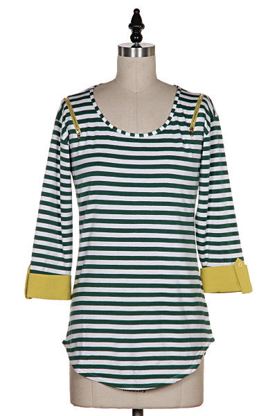Beauty Editor Striped Top- Green/Yellow