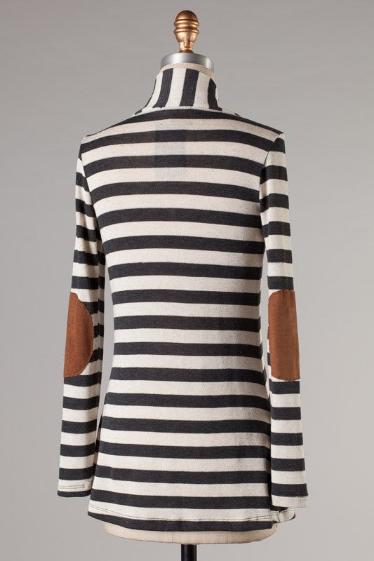 In Paris Striped Cardigan-Charcoal