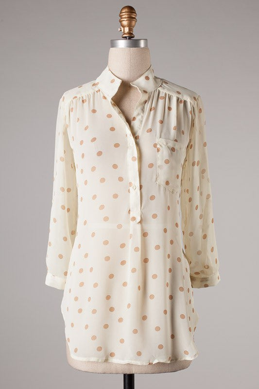 Lovely Dots Top-Ivory