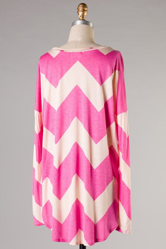 Navy Spice Chevron Top
