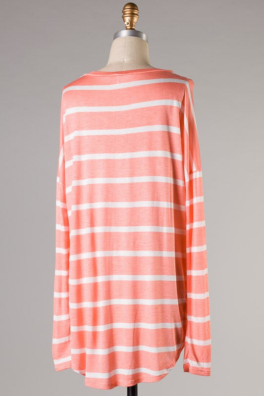 Walk In The Park Striped Top- Royal Blue