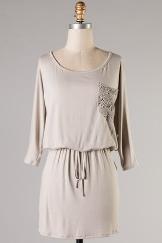 A Charming Tale Dress- Taupe