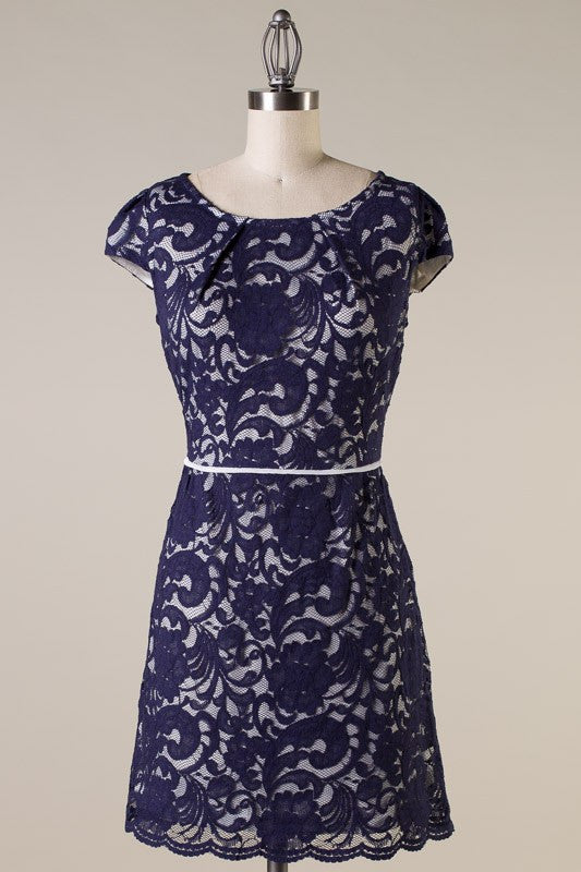 Perla Lace Dress- Beige/Mint