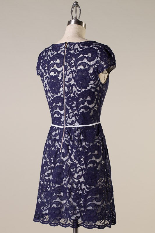 Perla Lace Dress- Beige/Mint