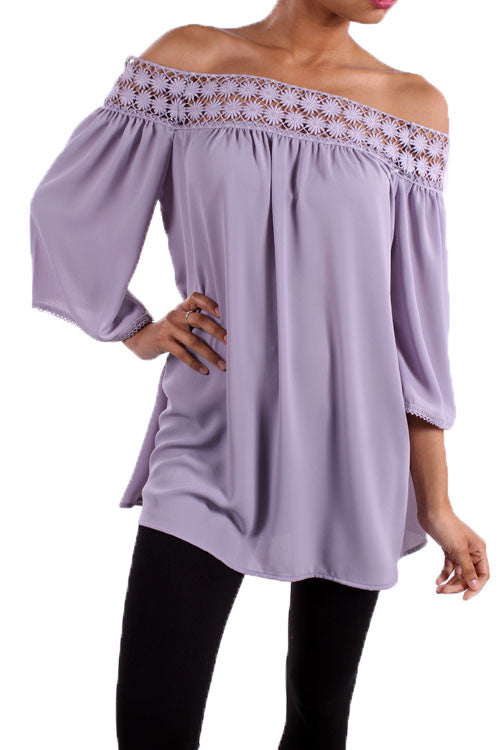 Flourish Crochet Detailed Top-Mint