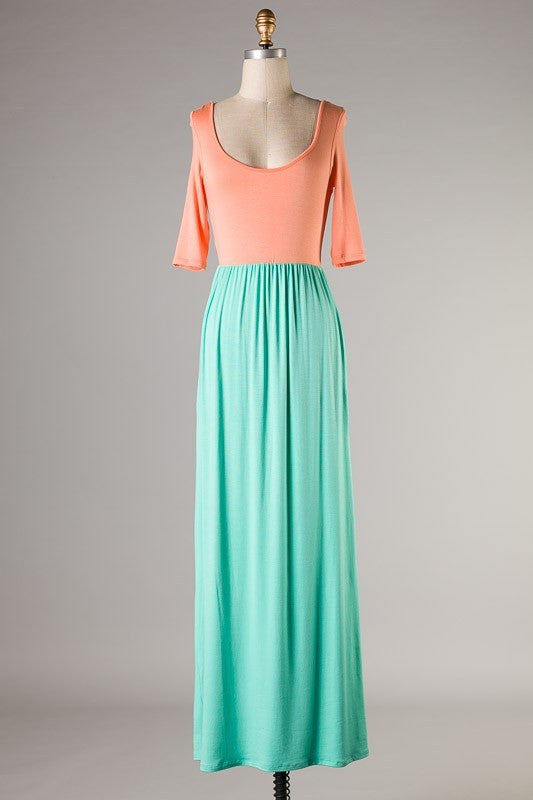 "It Has To Be Comfortable" Maxi Dress-Apricot Mint