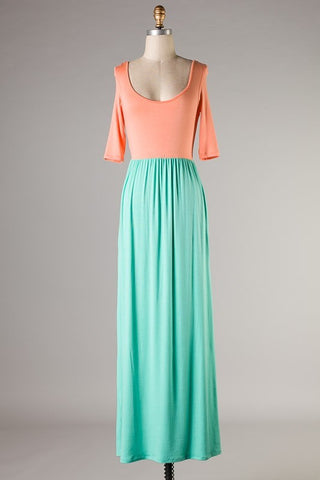 "It Has To Be Comfortable" Maxi Dress-Apricot Mint