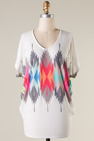 Aztec Print Dolman Top