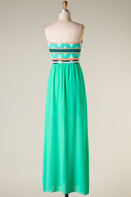 Free Spirit Printed Maxi Dress-Mint
