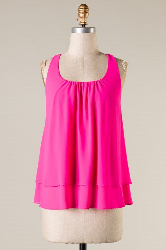 Hot Pink Ruffle Detailed Top
