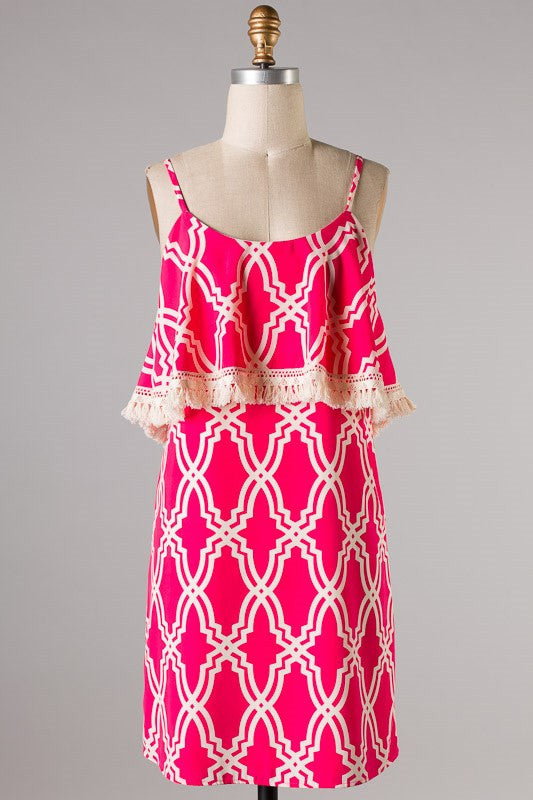 How To Spring Printed Dress- Hot Pink