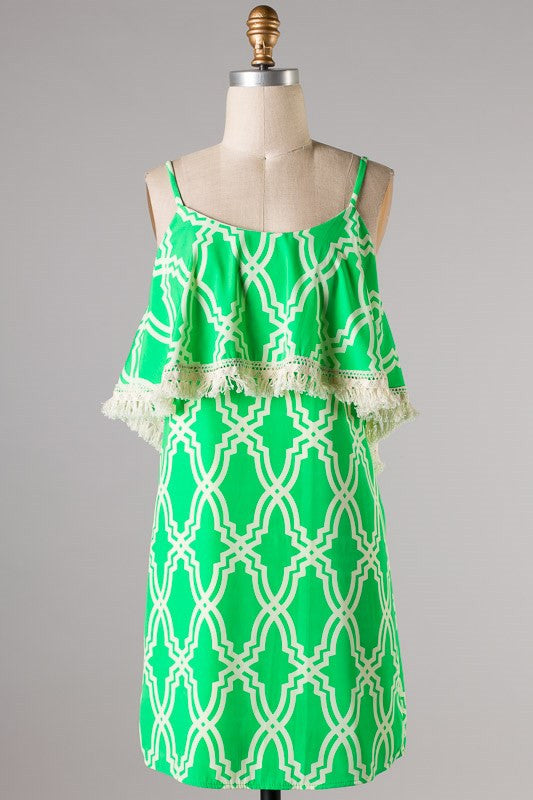 How To Spring Printed Dress- Green