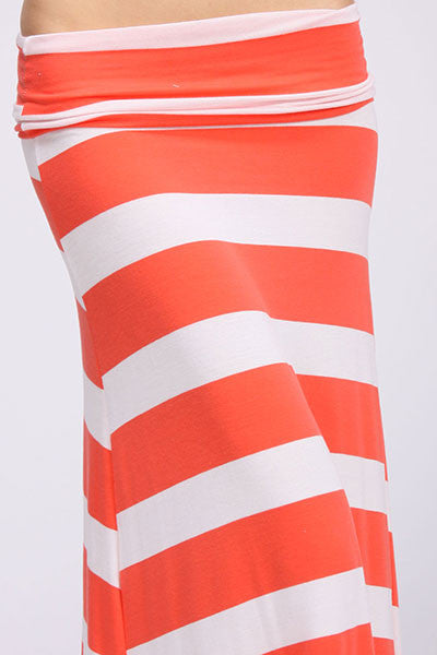 "Prove It To Me" Striped Maxi Skirt-Coral