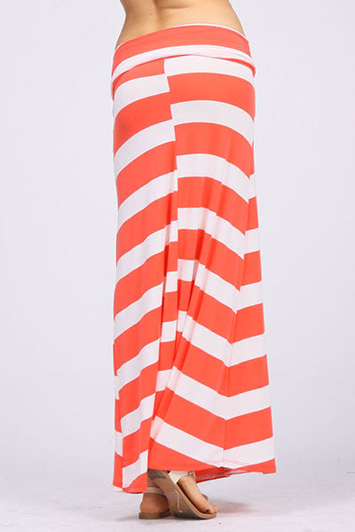 "Prove It To Me" Striped Maxi Skirt-Coral