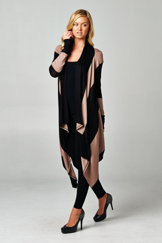 Free Love Striped Cardigan-Mocha/Black