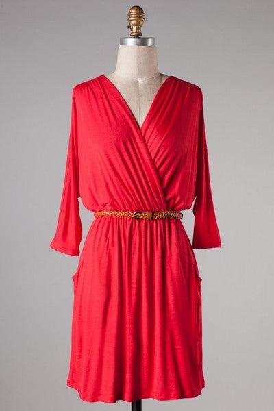 Baby Belted Dress-Red