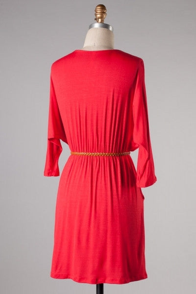 Baby Belted Dress-Red