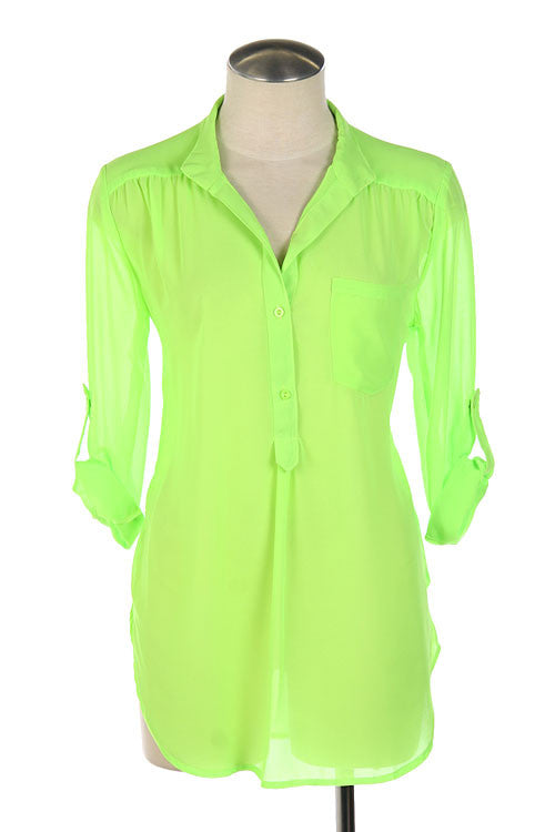Neon Chiffon Top