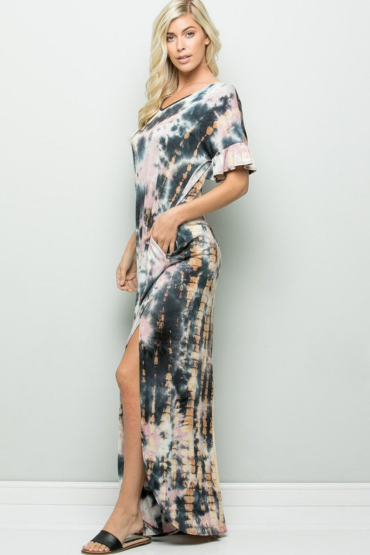 Everyday Tie-Dye Maxi Dress-Mauve