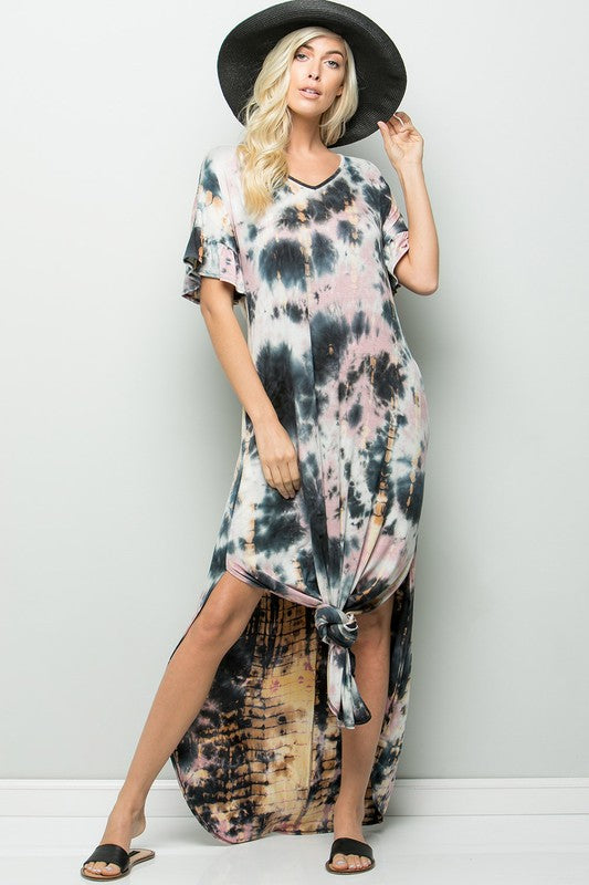Everyday Tie-Dye Maxi Dress-Mauve