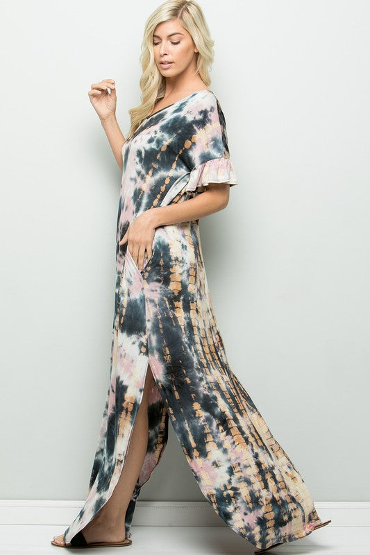 Everyday Tie-Dye Maxi Dress-Mauve