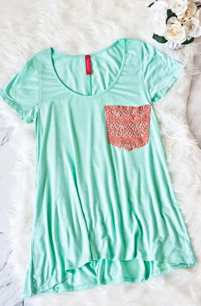 CROCHET POCKET TOP-Mint