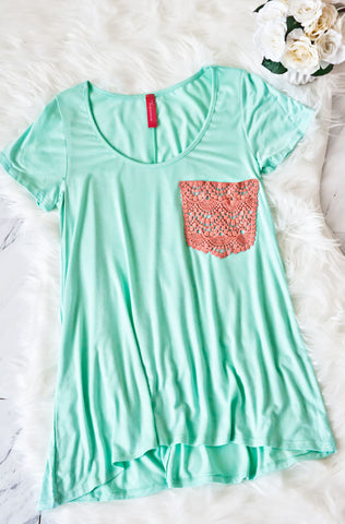 CROCHET POCKET TOP-Mint
