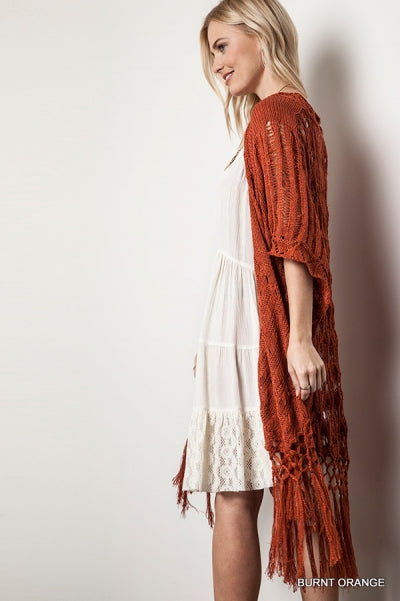 CROCHET KNIT FRINGE SWEATER