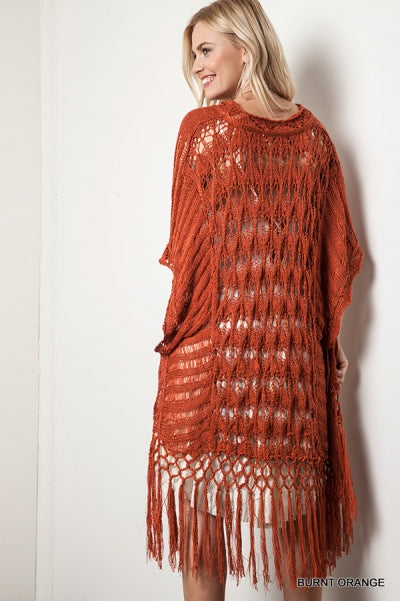 CROCHET KNIT FRINGE SWEATER