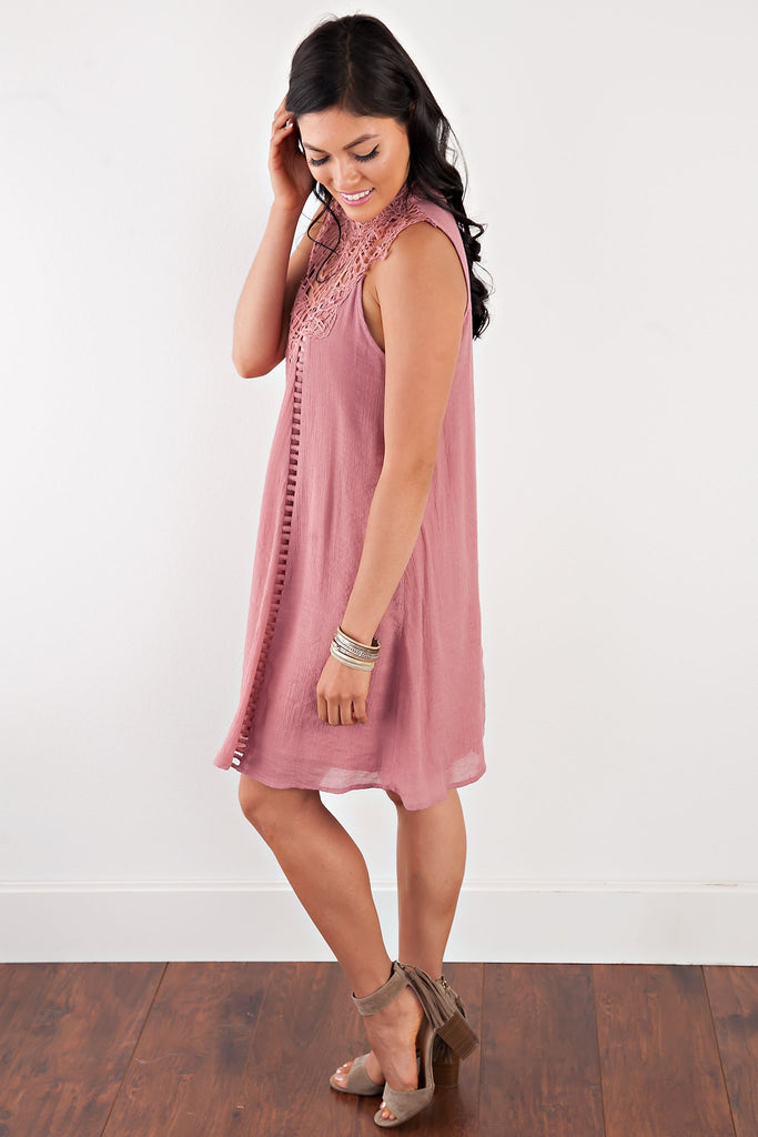DHALIA LACE CROCHET DRESS-DUSTY ROSE