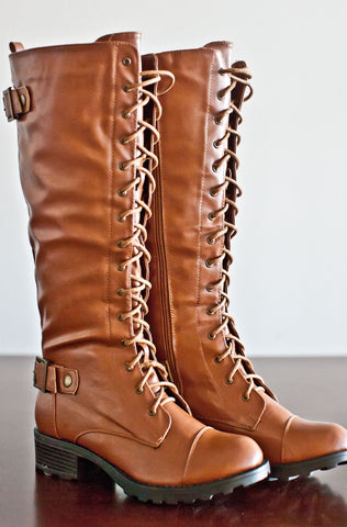 DEBUT LACE-UP BOOTS-CAMEL