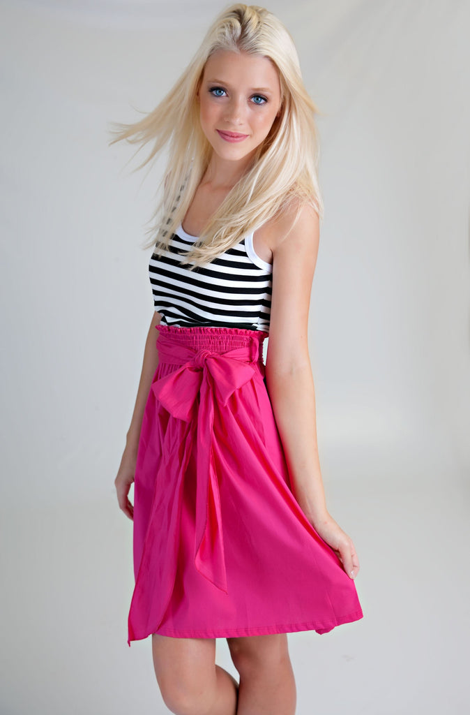 Harper Striped Dress-Pink