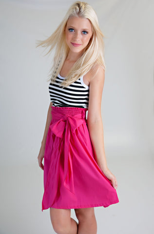 Harper Striped Dress-Pink