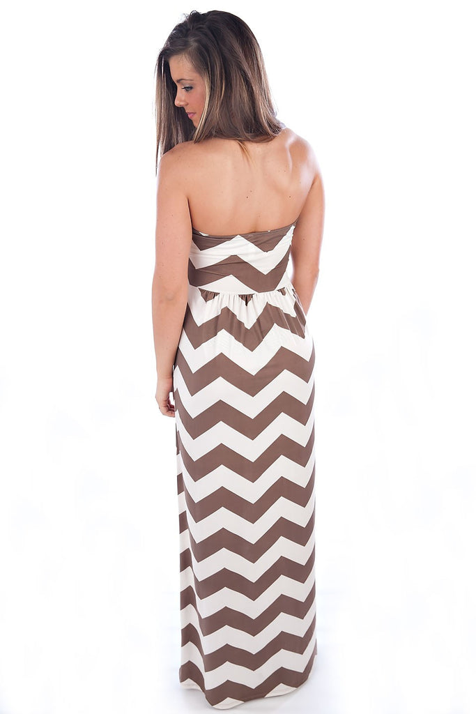 LEAD THE WAVE ZIGZAG MAXI DRESS-BROWN