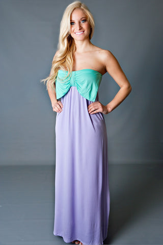 HAPPIEST DAY BOW DETAIL MAXI DRESS-MINT/LAVENDER