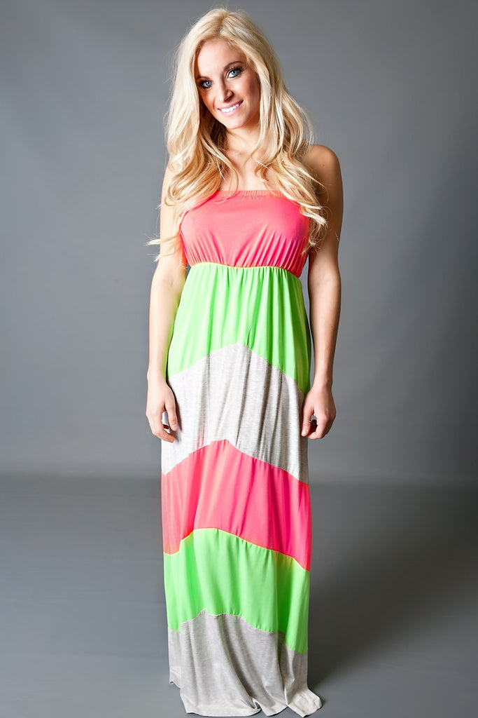 Brighten Your Day Neon Maxi Dress