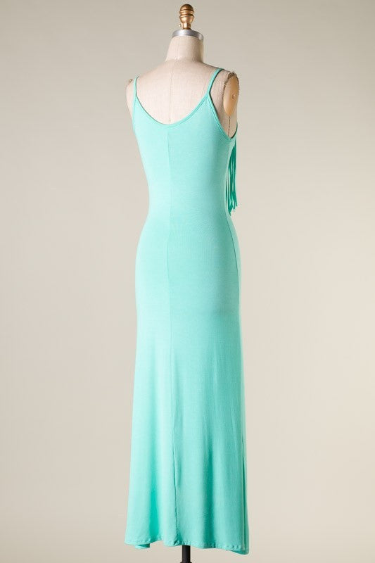 Fringe Maxi Dress-Mint