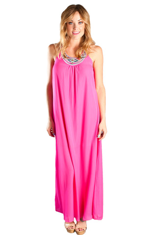 A GETAWAY MAXI DRESS-HOT PINK