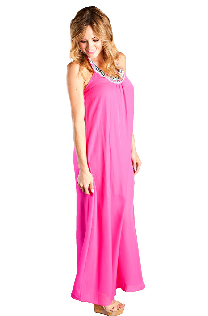 A GETAWAY MAXI DRESS-HOT PINK