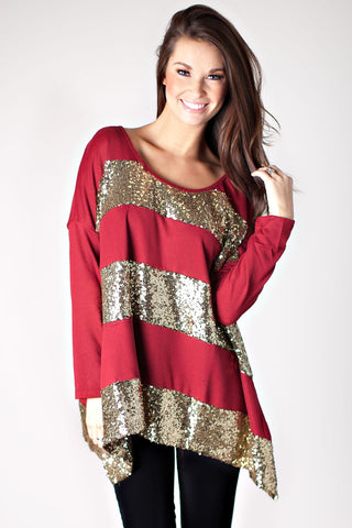 MAKE A WISH SEQUIN TOP-RED