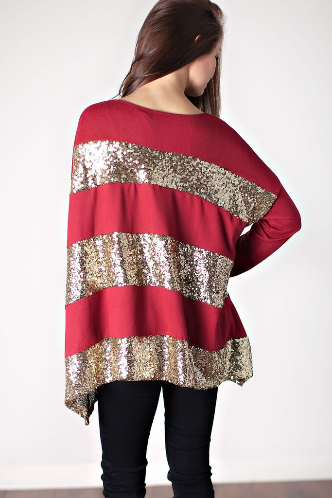 MAKE A WISH SEQUIN TOP-RED