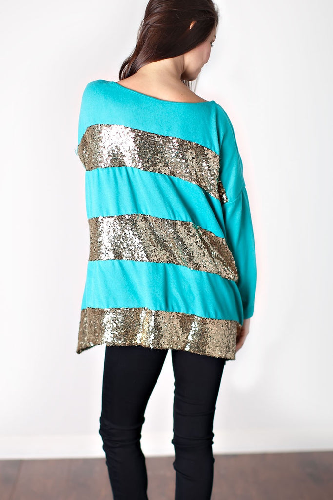 Make A Wish Sequin Top-Aqua