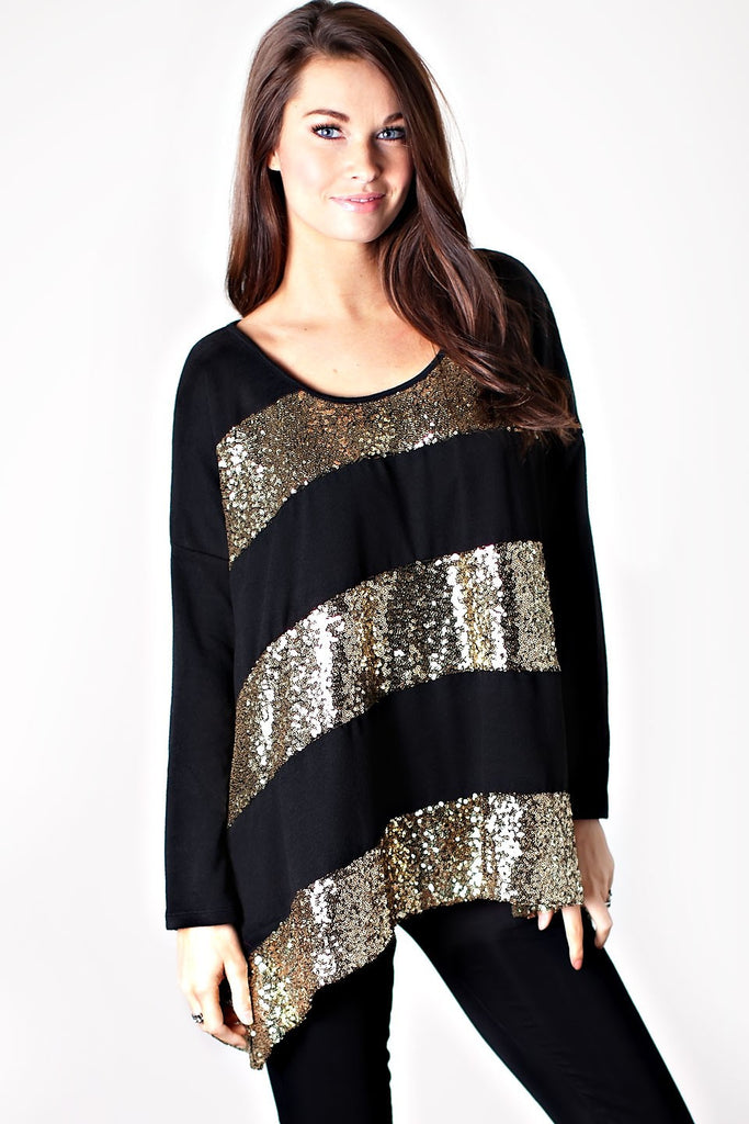 Make A Wish Sequin Top-Black