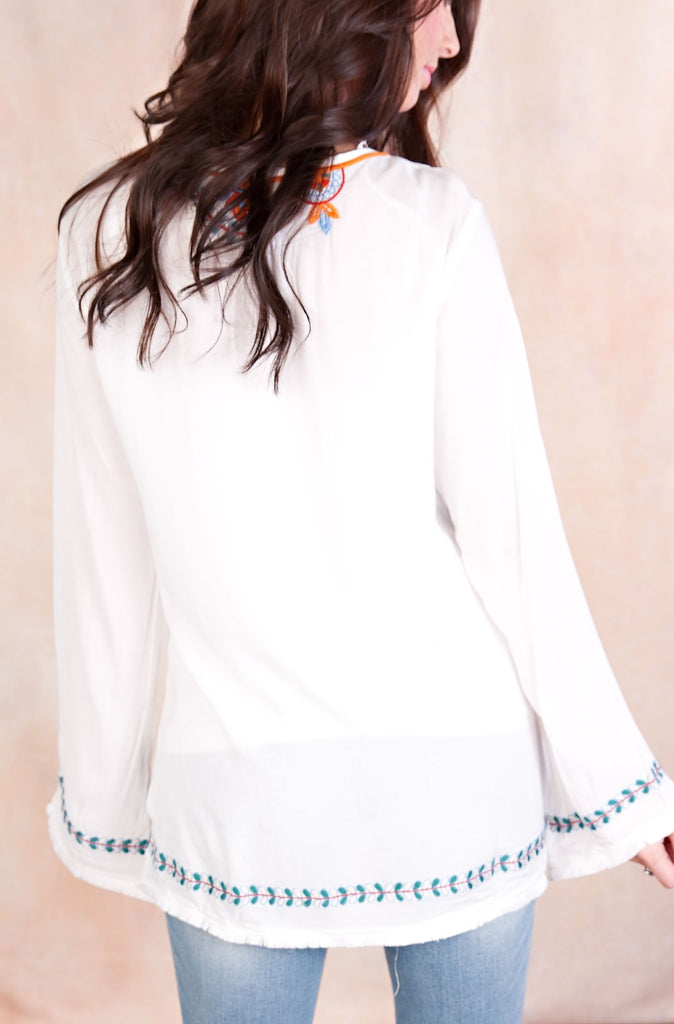 SYDNEY EMBROIDERED TOP-IVORY