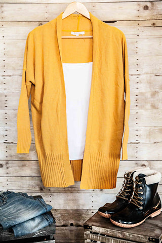 Fall Into Place Cardigan-Mustard