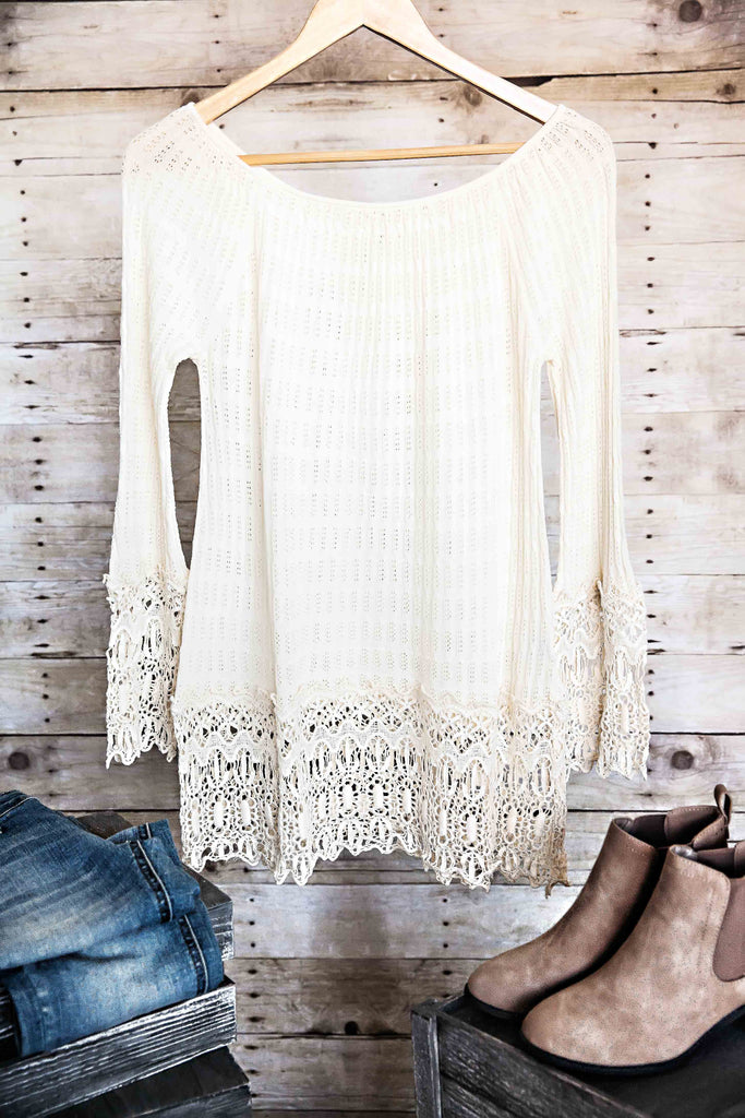 Mix In The Lace Top Ivory