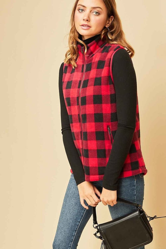 Gingham Fleece Vest