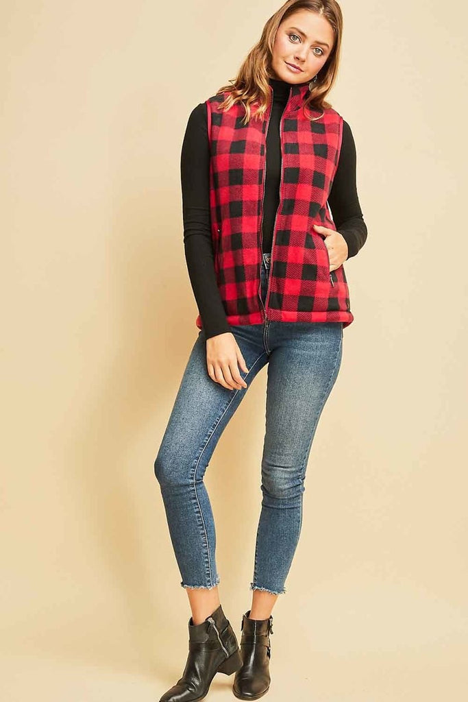 Gingham Fleece Vest