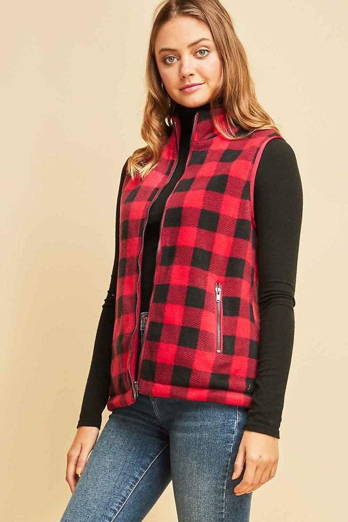 Gingham Fleece Vest